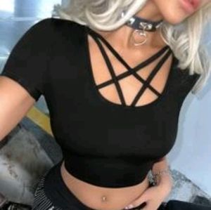 Strappy black crop top